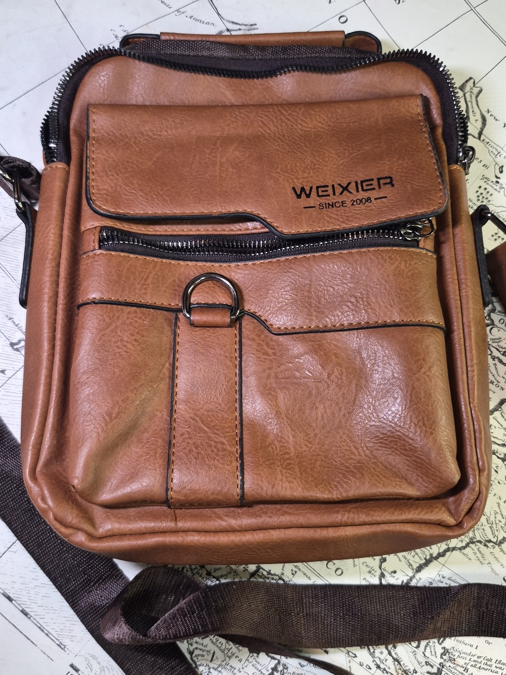 WEIXIER Tan Men's Messenger Bag - Compact Crossbody Organizer